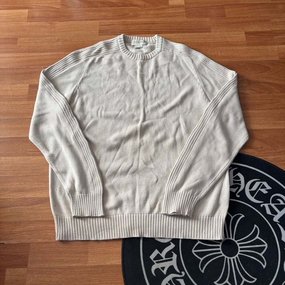 J. Crew Cotton Crewneck Sweater Cream Made In Japan Size M